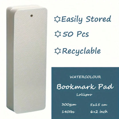 20/50/100pcs Lollipro Watercolor Bookmark Pads, 100% Wood Pulp, Cold Pressed, 140 Lb (300 Gsm) Art Paper, 15x5 Cm (2x6 Inches)- Ideal For Artists, Beginners, And Professionals,Back To School,School S