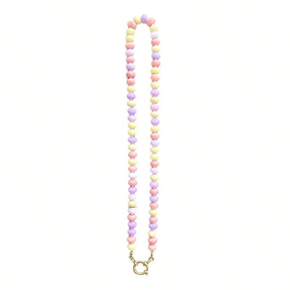 2026 Hot-Selling New Dopamine-Dyed Abacus Bead Handmade Beaded Necklace Candy Color Mixed Beads Clavicle Chain Stainless Steel Sailor Clasp