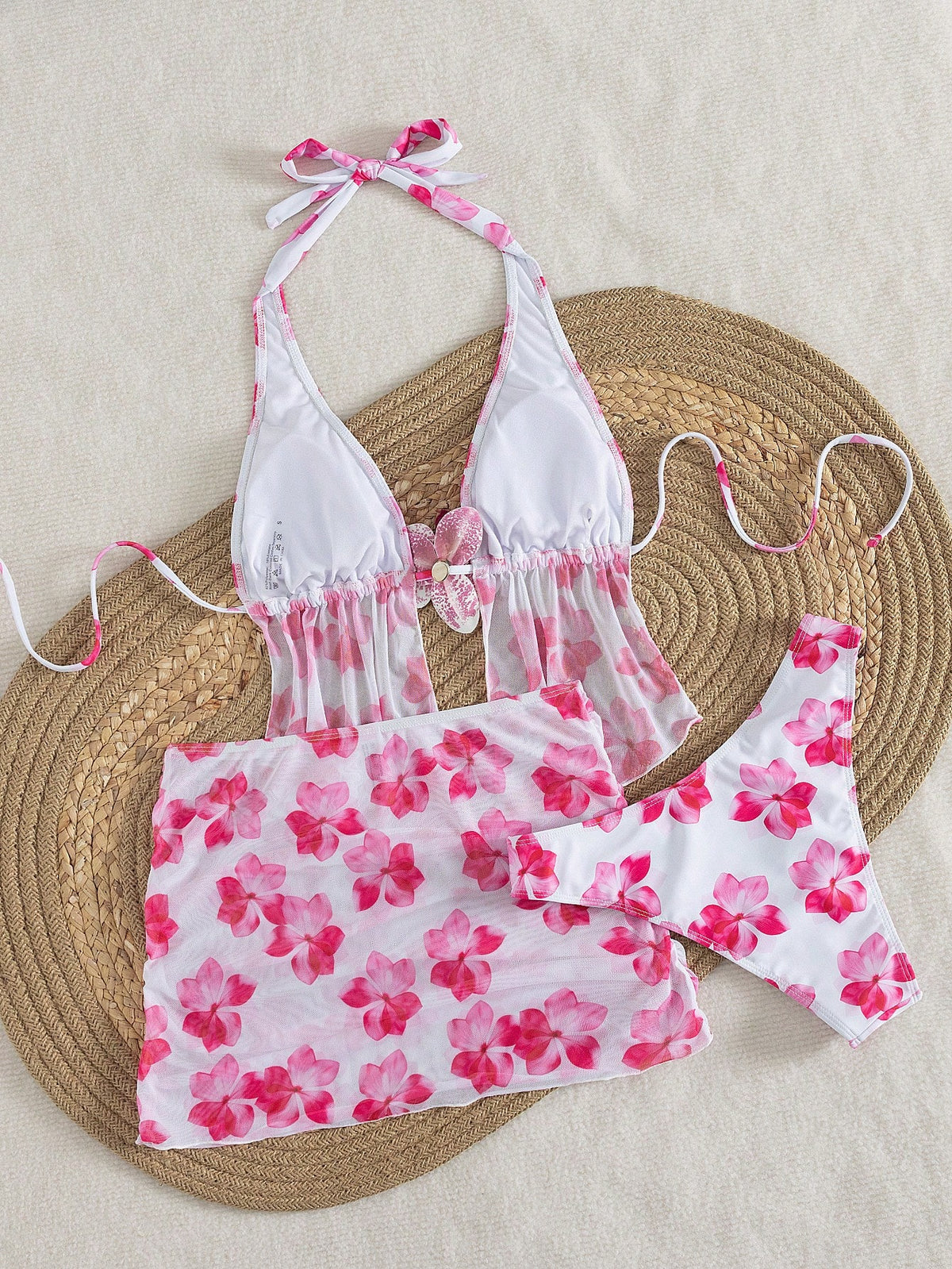 2026 Women's Random Print Spaghetti Strap Sexy Bikini Swimwear Set, Summer Outfit, Elegant, Valentine's Day, Beach, Vacation, Casual, Chic, Summer Set, Summer Holiday Set, Spring, Women's Valentine's