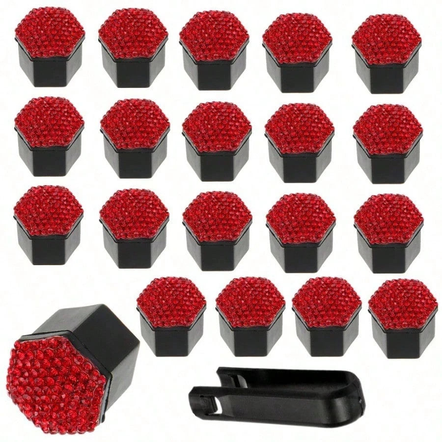 20PCS One Box Diamond-Encrusted Car Wheel Screw Protective Cover Cross-Border Car Tire Decorative Cap Diamond-Encrusted Car Wheel Dust Cover Female