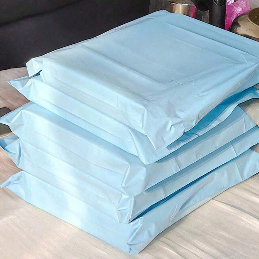 20pcs Thick Waterproof Solid Color Packaging Bags, Simple Multipurpose Pouches Suitable For School, Office, Shipping And Mailing