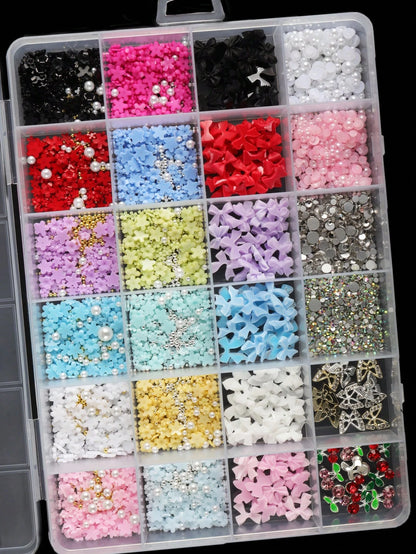 24pcs 3D Floral Nail Art Decorations, Mixed Size Colorful Flowers & Golden Beads DIY Cute Floral Nail Jewelry, Kawaii Nail Gems, Nail Accessories, Nail Jewelry, Nail Supplies. Hollow Butterfly, Cherry