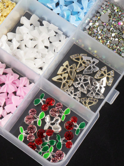 24pcs 3D Floral Nail Art Decorations, Mixed Size Colorful Flowers & Golden Beads DIY Cute Floral Nail Jewelry, Kawaii Nail Gems, Nail Accessories, Nail Jewelry, Nail Supplies. Hollow Butterfly, Cherry