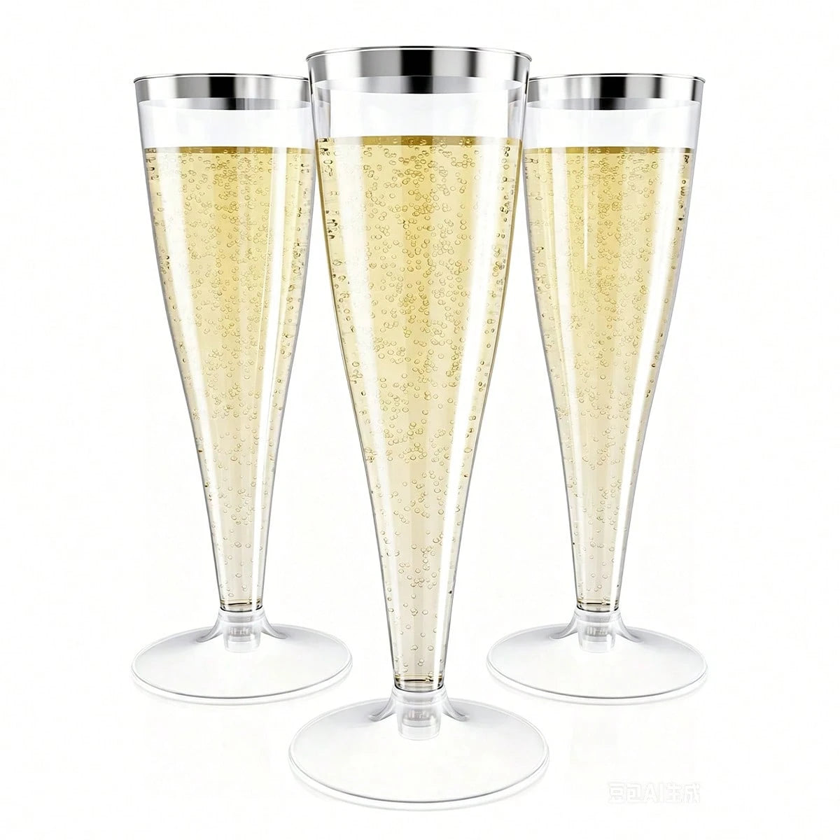 25/50pcs Elegant Reusable Plastic Champagne Flutes- 4.5oz Gold Rim Wine Drinking Glasses, Durable & Stylish For Weddings, Bars, Restaurants, Parties, Thanksgiving, Christmas, Halloween, New Year Part