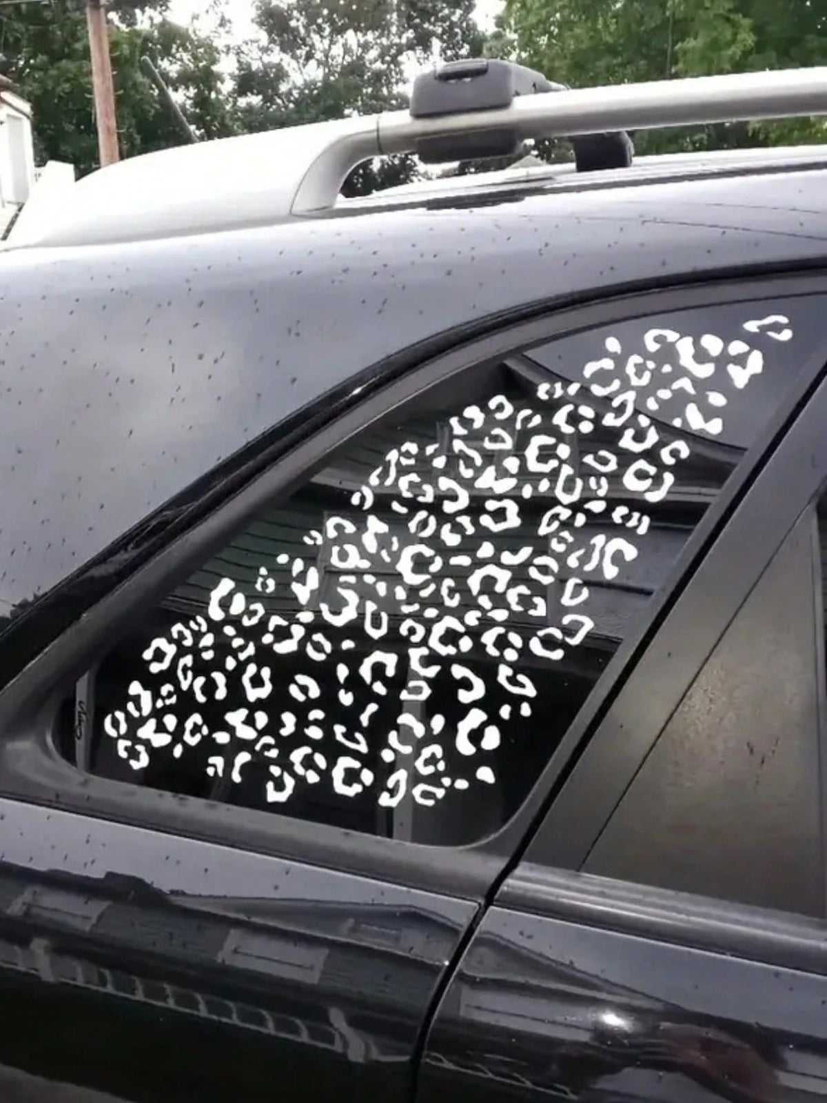 2pcs 5.9*5.9 Inch Metal Reflective Stickers, Leopard Print & Cow Print, Black Geometric Pattern, Waterproof Easy-To-Apply DIY Decals, Suitable For Cars, Rearview Mirrors, Windows, Phones, Bicycles And
