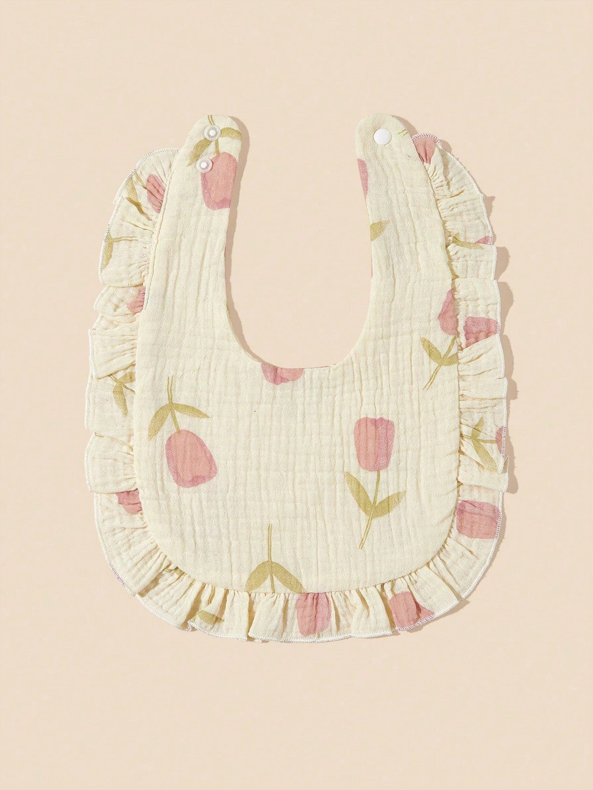 2pcs Infant Bibs With Ruffle Trim Decor, Lace Edging Pure Cotton Soft Drool Scarf