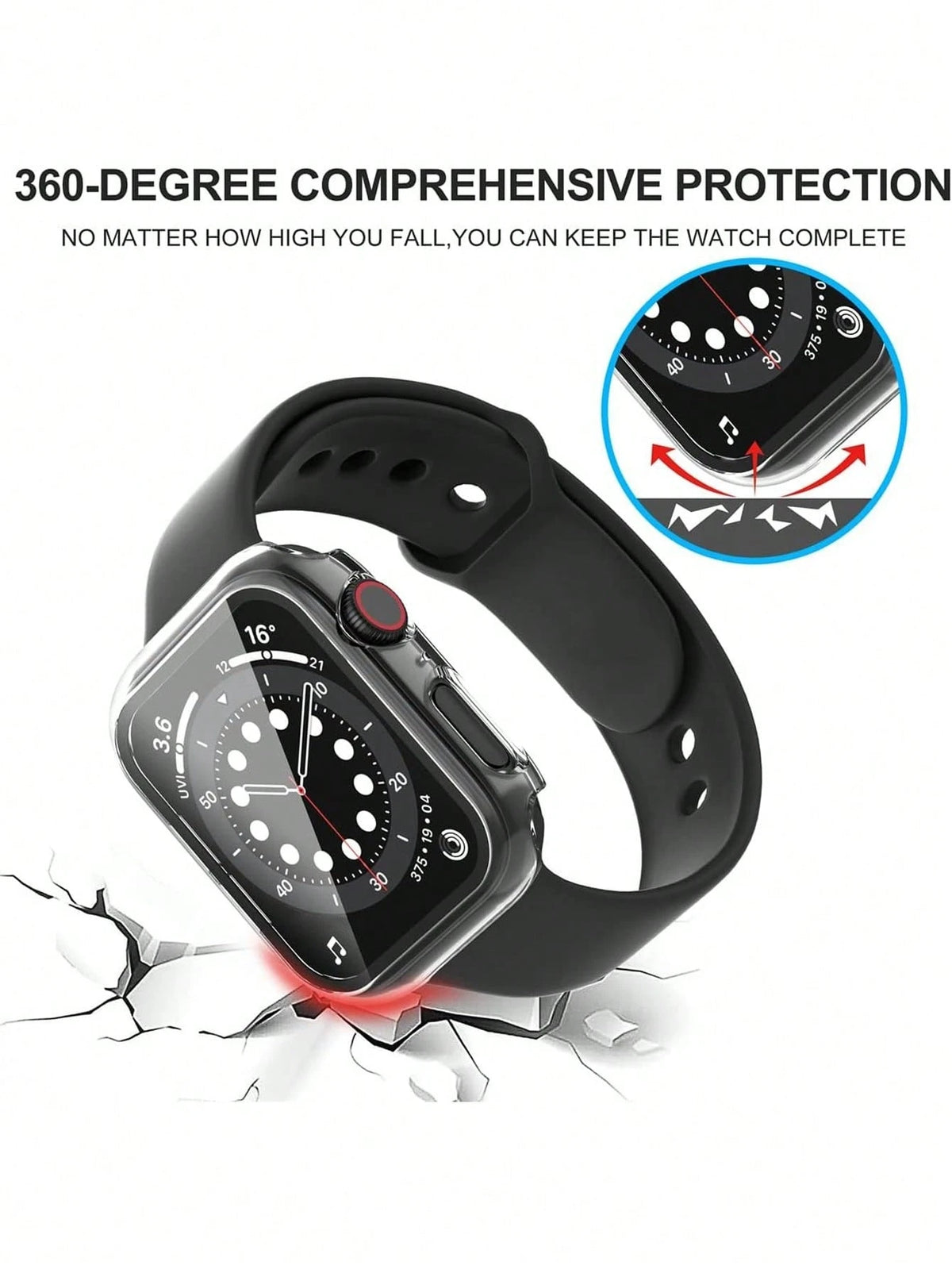 2pcs Transparent PC + Tempered Glass Integrated Watch Case, Anti-Drop Fashionable Protective Cover, Compatible With Apple Watch 38/40/41/42/44/45/46/49mm, Compatible With Apple Watch Series Ultra/SE/1