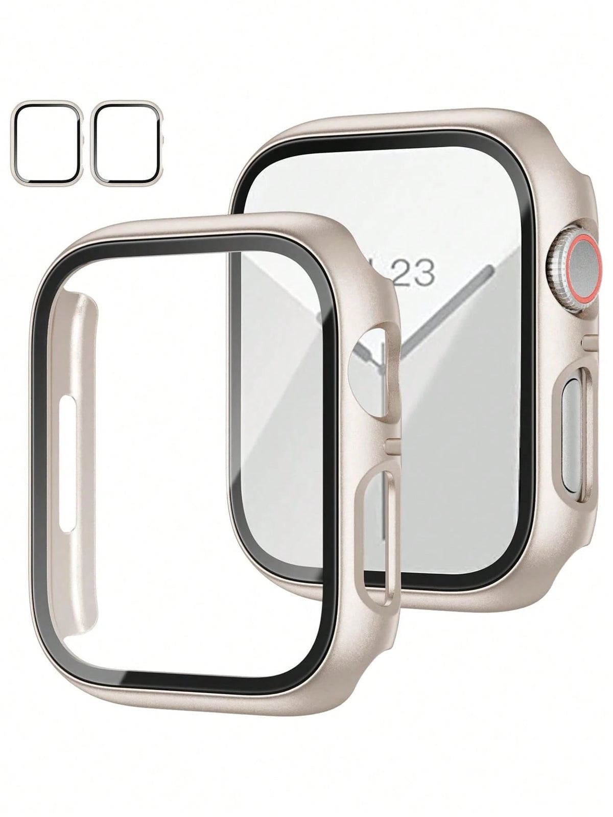2pcs Transparent PC + Tempered Glass Integrated Watch Case, Anti-Drop Fashionable Protective Cover, Compatible With Apple Watch 38/40/41/42/44/45/46/49mm, Compatible With Apple Watch Series Ultra/SE/1