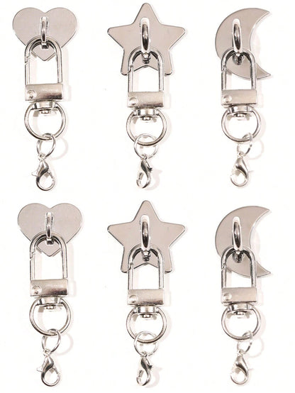 3-In-1 Phone Case Heart Star Moon Snap Button + Door Buckle + Lobster Claw Clasp Lanyard, DIY Phone Lanyard Strap, Phone Lanyard, Alloy Metal Material, Strong Adhesive Backing, No Residue, Phone Case