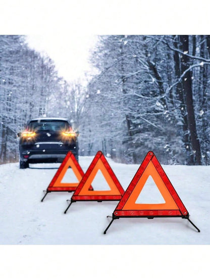 3 Pack Emergency Warning Triangles, Reflective Safety Triangle Kit For Vehicles And Roadside Emergencies