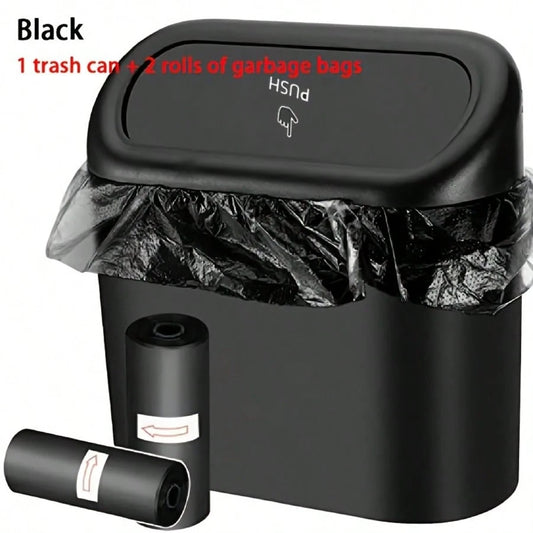 3 Pieces/Set-1 Garbage Bin+2 Roll Garbage Bags, Car Side Door Hanging Storage Box, Leak Proof Car Garbage Bin, Multifunctional Storage Box, Suitable For Cars, Homes, Offices (Black)