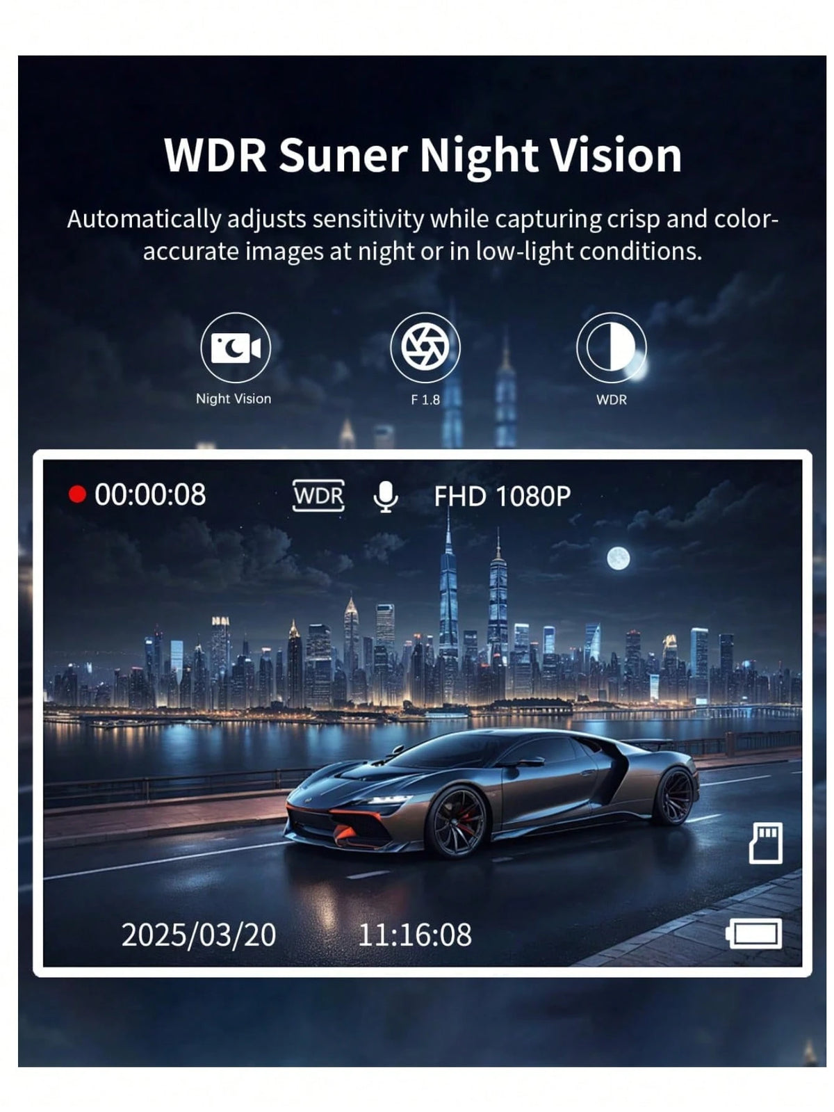 360° Panoramic 4-Channel Dash Cam With Front And Rear Dual Recording, Dual 1080P HD Lenses, 170° Wide Angle, 5GHz WiFi & App Control, Cyclic Recording, Night Vision, G-Sensor, Parking Monitoring, Incl