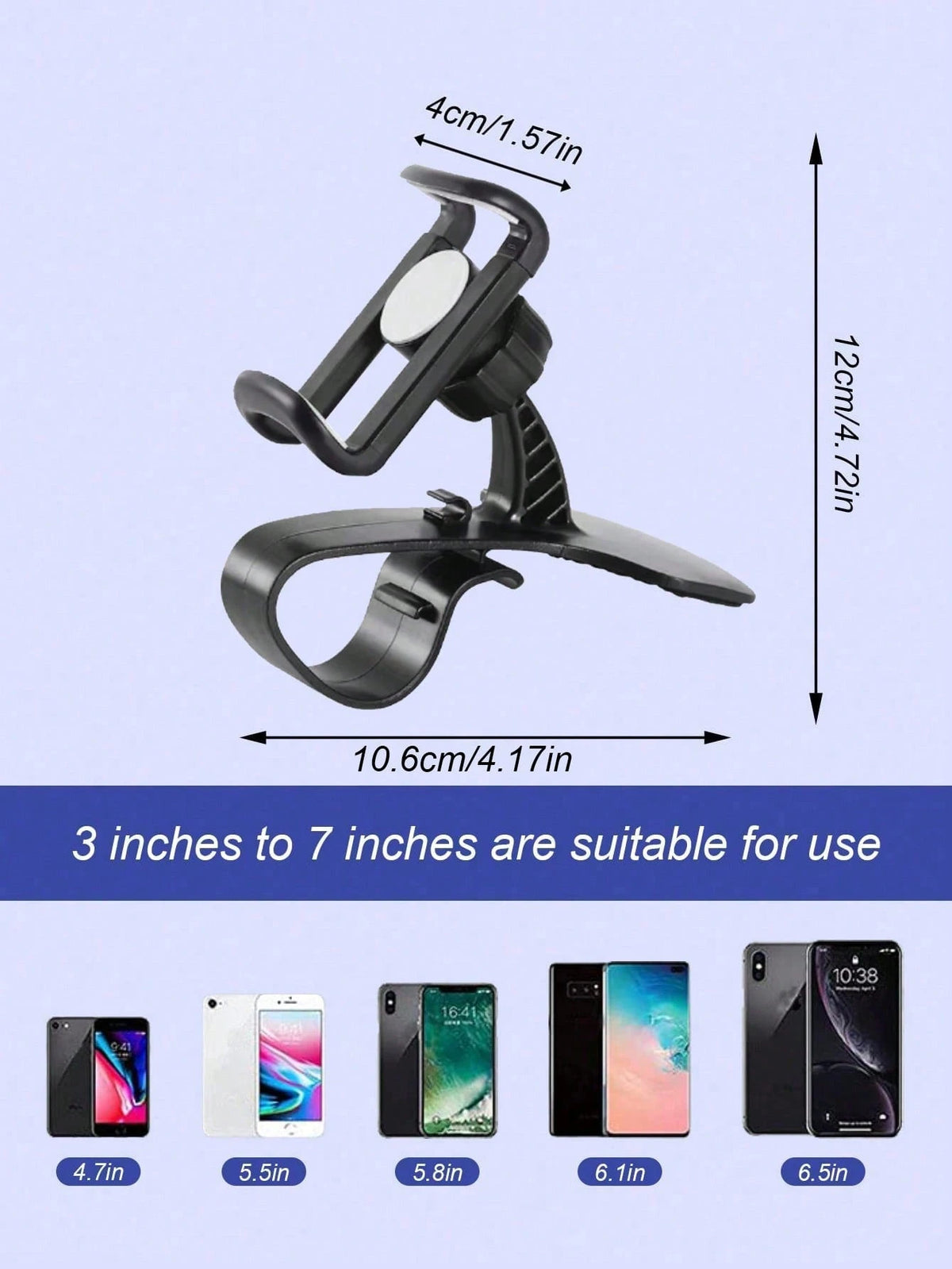 360° Rotatable Car Phone Holder- Universal Clip-On Bracket, Suitable For Dashboard And Air Vent, Adjustable Clamping Force, One-Handed Operation- Fits All Smartphones, Car Navigation Clip-On Phone H