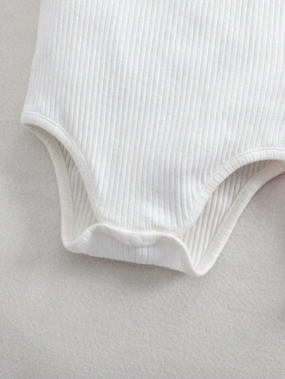 3pcs/Set Cute Solid Color Knit Camisole Romper For Baby Girls, Summer