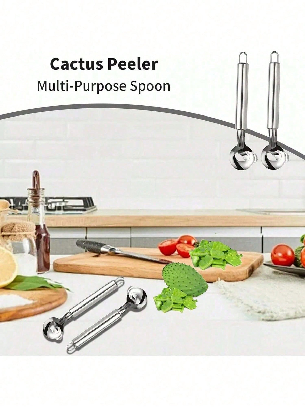 4/3/2/1 Piece Cactus Peeler Set - Stainless Steel Fruit And Vegetable Peeler, Spoon Melon Baller And Seed Remover - Easy-To-Use Kitchen Gadgets For Home And Restaurant