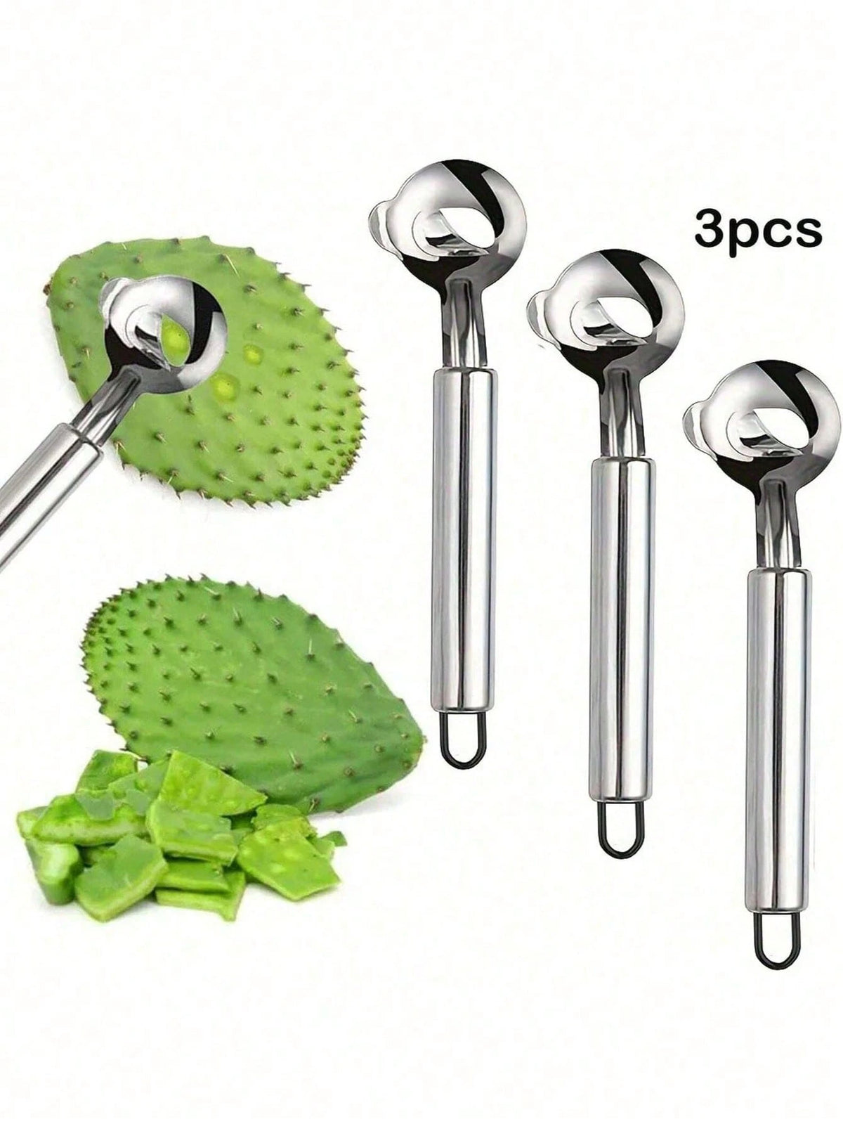 4/3/2/1 Piece Cactus Peeler Set - Stainless Steel Fruit And Vegetable Peeler, Spoon Melon Baller And Seed Remover - Easy-To-Use Kitchen Gadgets For Home And Restaurant