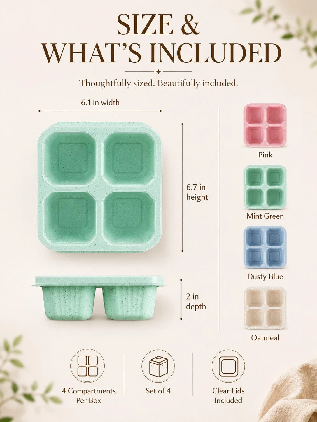 4 Pack Snackle Box Bento Lunch Containers With Clear Lids, 4-Compartment Divided Snack Boxes, Reusable Food Storage Containers For Kids School Lunch, Meal Prep, Fruit, Veggies, Nuts, Travel, Picnic, C