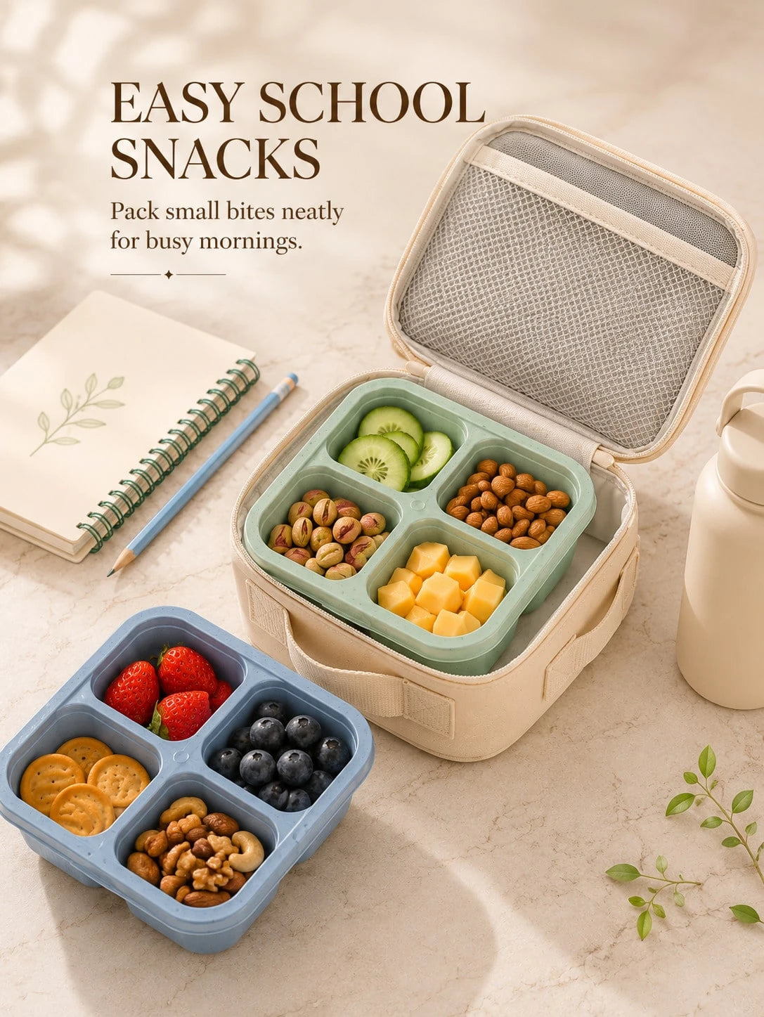 4 Pack Snackle Box Bento Lunch Containers With Clear Lids, 4-Compartment Divided Snack Boxes, Reusable Food Storage Containers For Kids School Lunch, Meal Prep, Fruit, Veggies, Nuts, Travel, Picnic, C