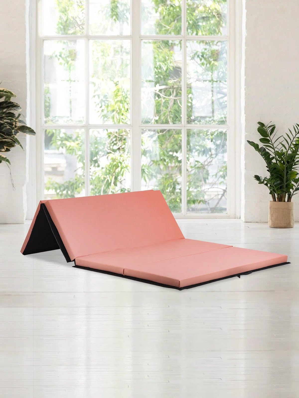 4 Pannel Folding Exercise Mat, PU Leather Gymnastics Mat Wrestling Mat Tumbling Mat, Gym Mat With Carrying Handles For MMA Yoga Stretching Gymnastics And Home Gym