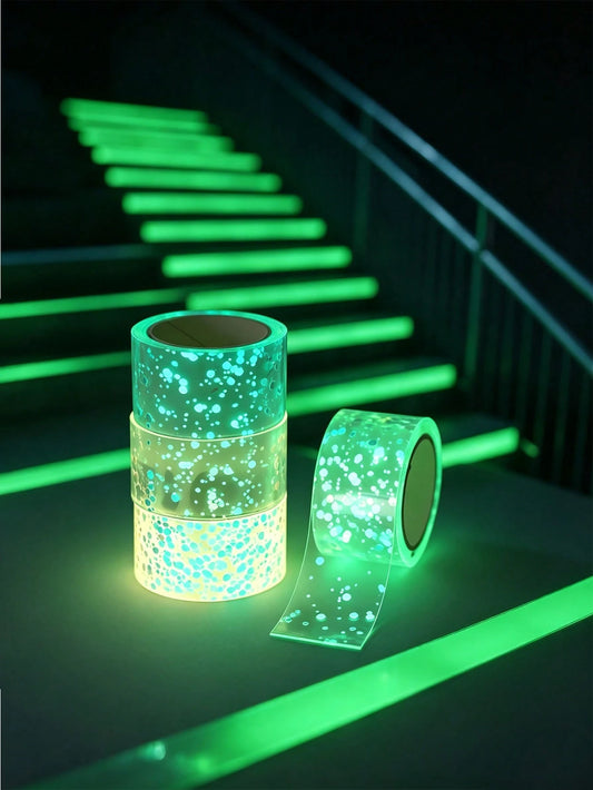 4 Rolls Glow-In-The-Dark Nano Tape, Fluorescent Adhesive Tape, Suitable For DIY Crafts, Perfect For Night Decoration, Luminous Design, High-Quality Adhesive Tape, Halloween Decoration, Scrapbooking, D