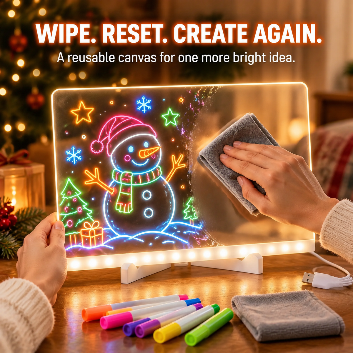 LED Drawing Board for Kids - LED Light Entertainment Toy with Light Effects