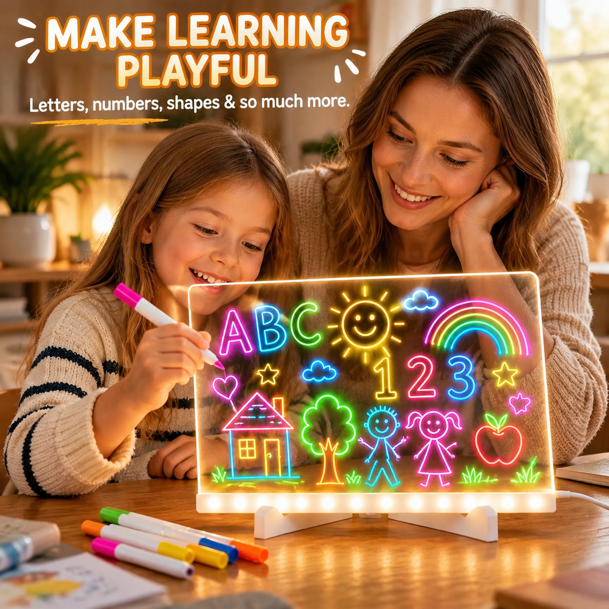 LED Drawing Board for Kids - LED Light Entertainment Toy with Light Effects