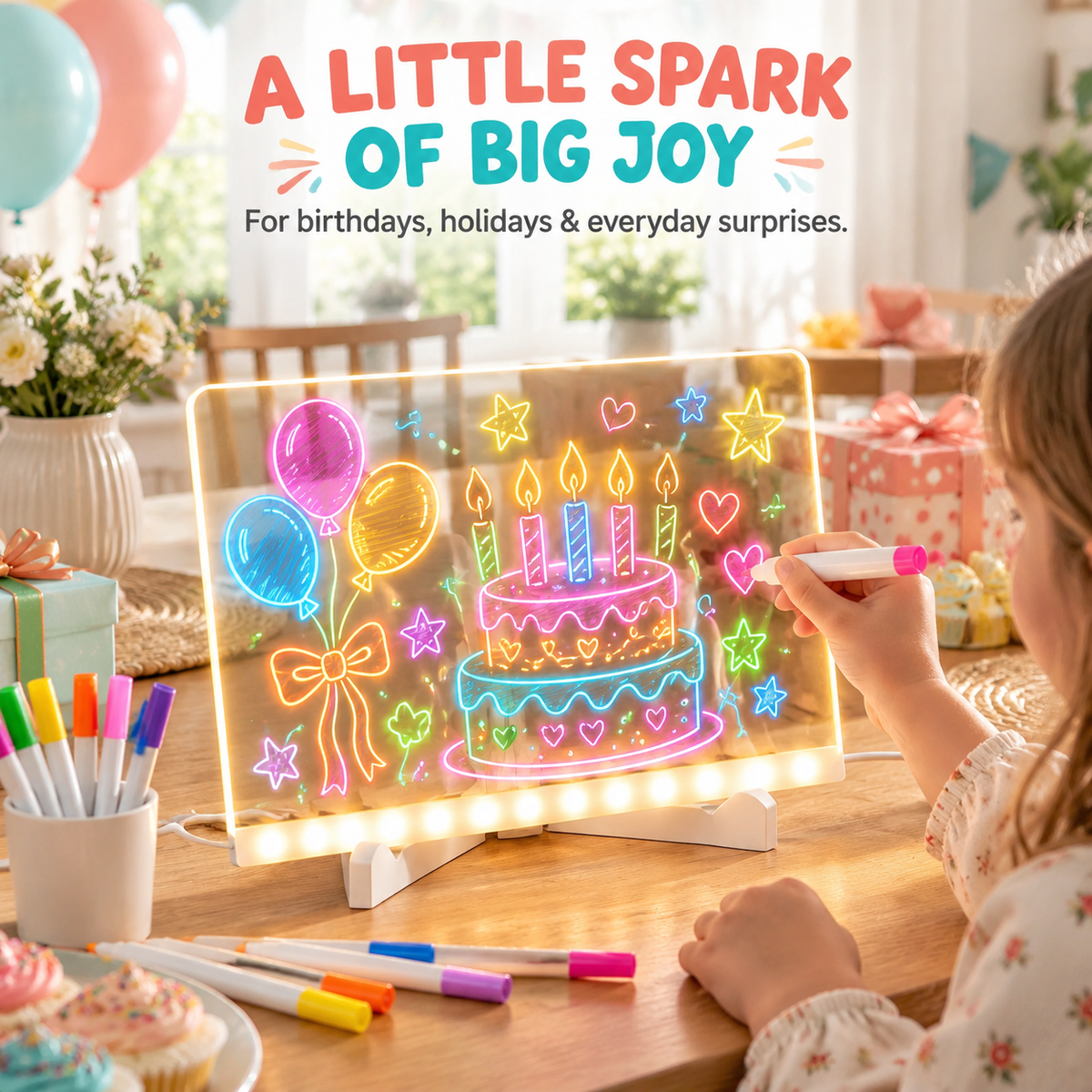 LED Drawing Board for Kids - LED Light Entertainment Toy with Light Effects
