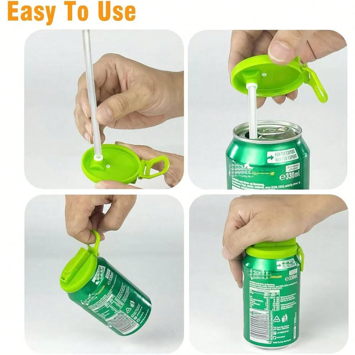 4PCS 4 Color Soda Can Lids With Straw, Soda Can Covers With Silicone Straw Reusable For Fits Standard For Canned Beverage, Beer, Juice,Seltzer. (4 Colour Mixture)