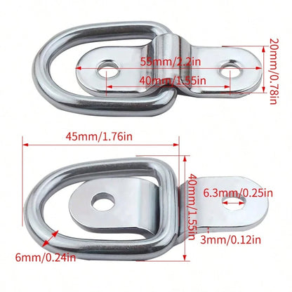 4pcs/Set Container Lashing Straps And Cargo Tie Down Straps- Surface Mount D-Rings. Includes 4 Heavy Duty D-Rings And Mounting Plates With 8 Screws. Suitable For Box Trucks, Trailers, Boats And Vehic