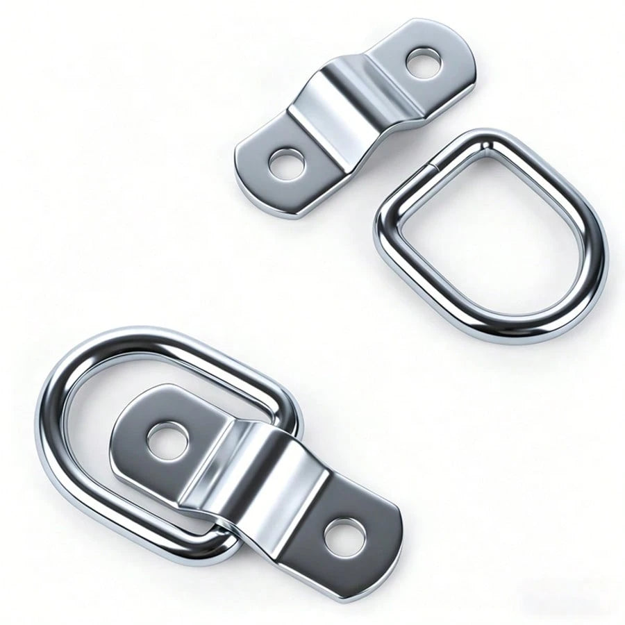 4pcs/Set Container Lashing Straps And Cargo Tie Down Straps- Surface Mount D-Rings. Includes 4 Heavy Duty D-Rings And Mounting Plates With 8 Screws. Suitable For Box Trucks, Trailers, Boats And Vehic