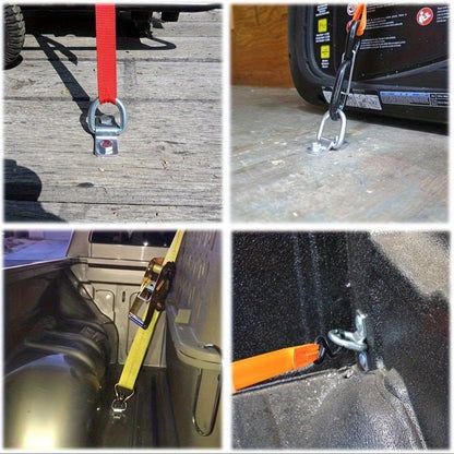 4pcs/Set Container Lashing Straps And Cargo Tie Down Straps- Surface Mount D-Rings. Includes 4 Heavy Duty D-Rings And Mounting Plates With 8 Screws. Suitable For Box Trucks, Trailers, Boats And Vehic