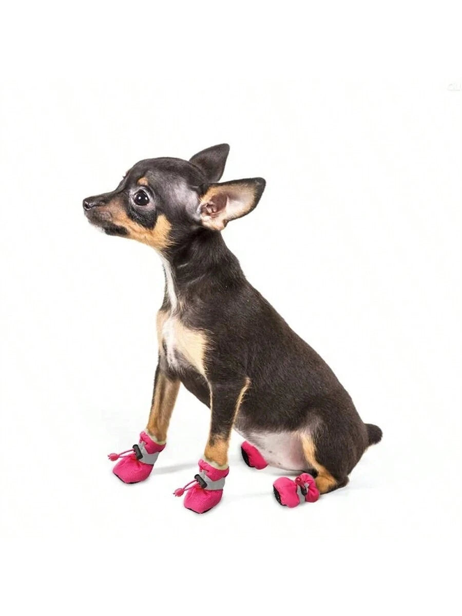 4pcs/Set Waterproof Anti-Slip Pet Dog Shoes, Chihuahua Rain Boots For Small Dogs & Puppies