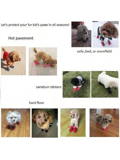 4pcs/Set Waterproof Anti-Slip Pet Dog Shoes, Chihuahua Rain Boots For Small Dogs & Puppies
