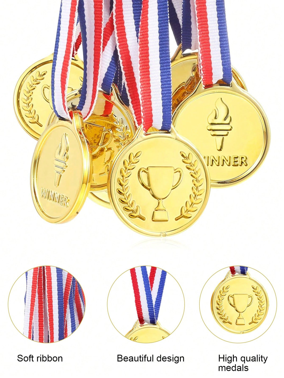 5/10/15/20/30PCS Golden Plastic Sports Competition Winners' MEDALS, Torch Gold MEDALS, Champion MEDALS, Team Game Prizes