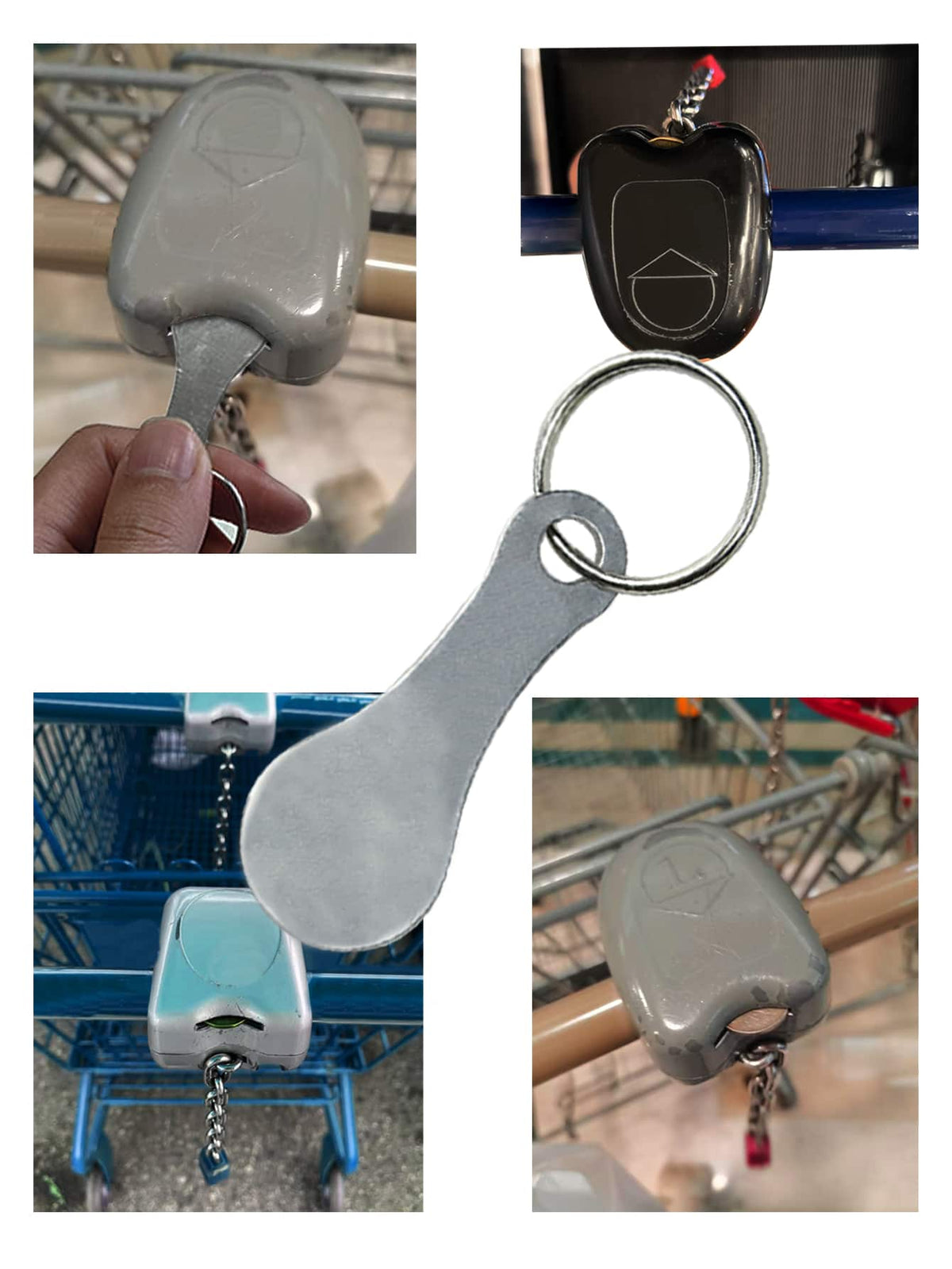 5/1pc Supermarket Shopping Cart Token, Stainless Steel Key Chain With Shopping Cart Unlock Key Ring Decor, Key Chain Accessory