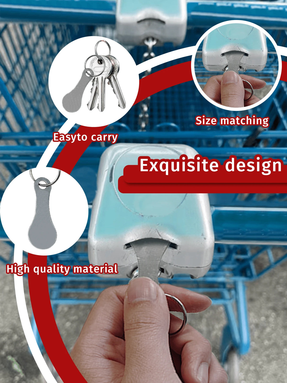 5/1pc Supermarket Shopping Cart Token, Stainless Steel Key Chain With Shopping Cart Unlock Key Ring Decor, Key Chain Accessory