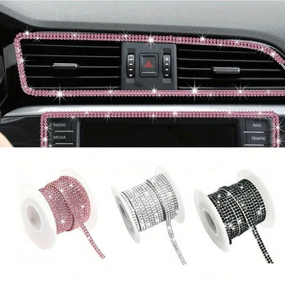 5-Meter/Roll DIY Rhinestone Strip For Car Crystal Diamond Decoration Car Diamond Decoration Self-Adhesive Diamond Crafts DIY Rhinestone Strips 1yard