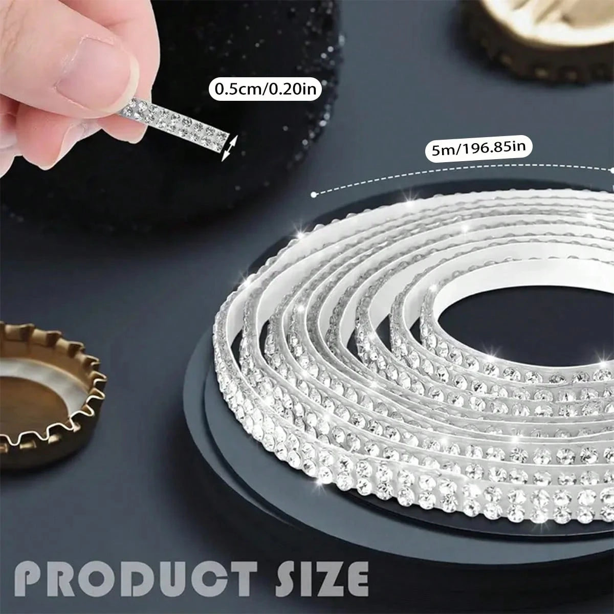 5-Meter/Roll DIY Rhinestone Strip For Car Crystal Diamond Decoration Car Diamond Decoration Self-Adhesive Diamond Crafts DIY Rhinestone Strips 1yard