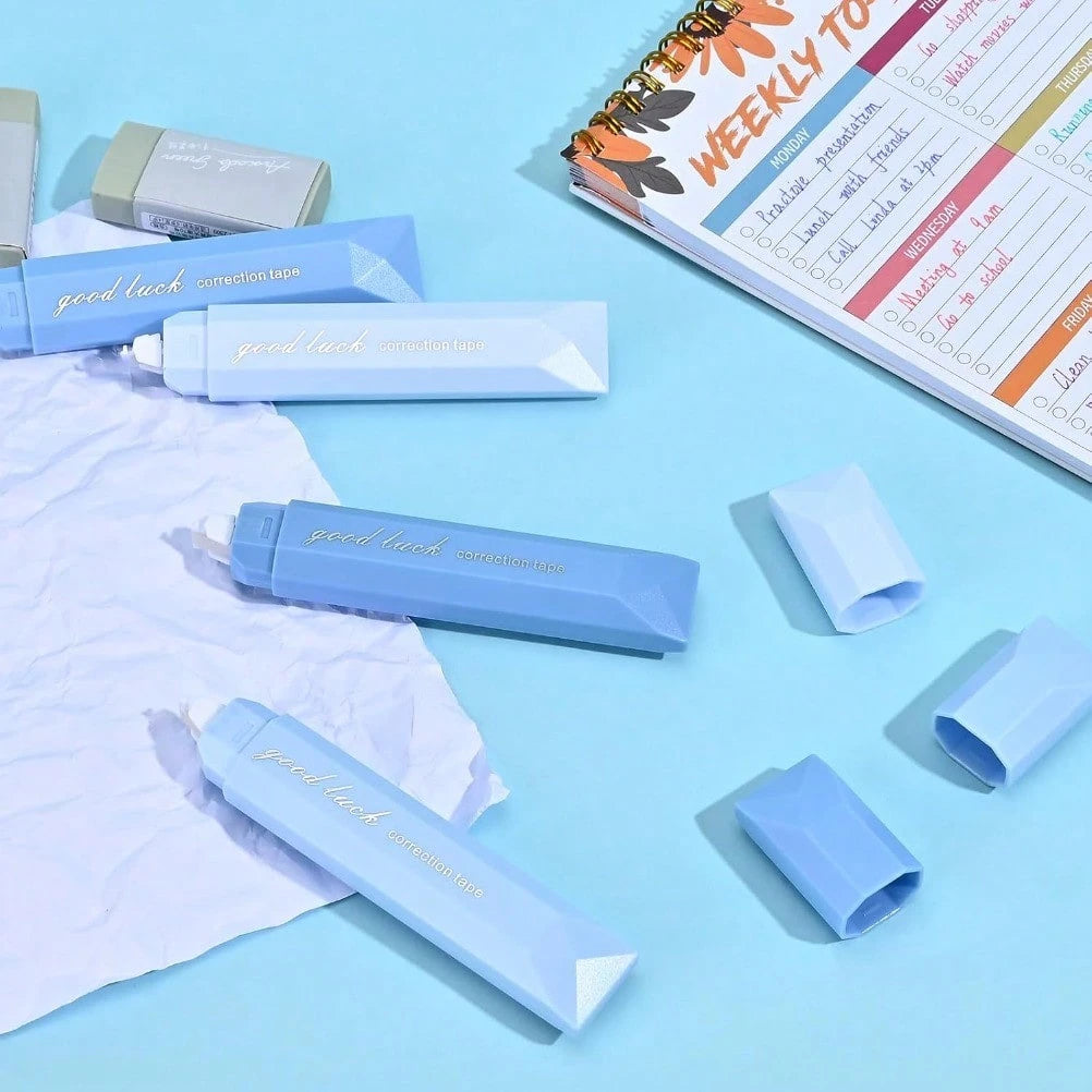 5 Pcs White Correction Tapes, Aesthetic Correction Tape Pens Smooth Pull Out, Easy To Use Pen Shaped Applicator For Students School Office Supplies