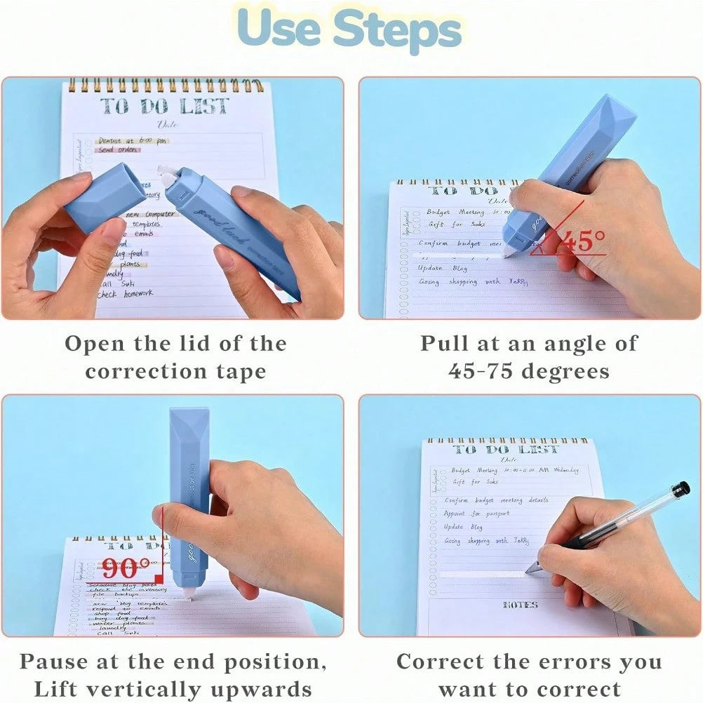 5 Pcs White Correction Tapes, Aesthetic Correction Tape Pens Smooth Pull Out, Easy To Use Pen Shaped Applicator For Students School Office Supplies