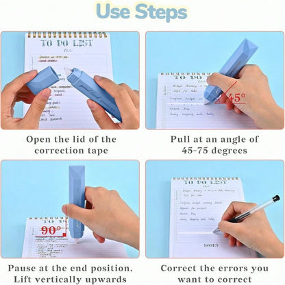 5 Pcs White Correction Tapes, Aesthetic Correction Tape Pens Smooth Pull Out, Easy To Use Pen Shaped Applicator For Students School Office Supplies