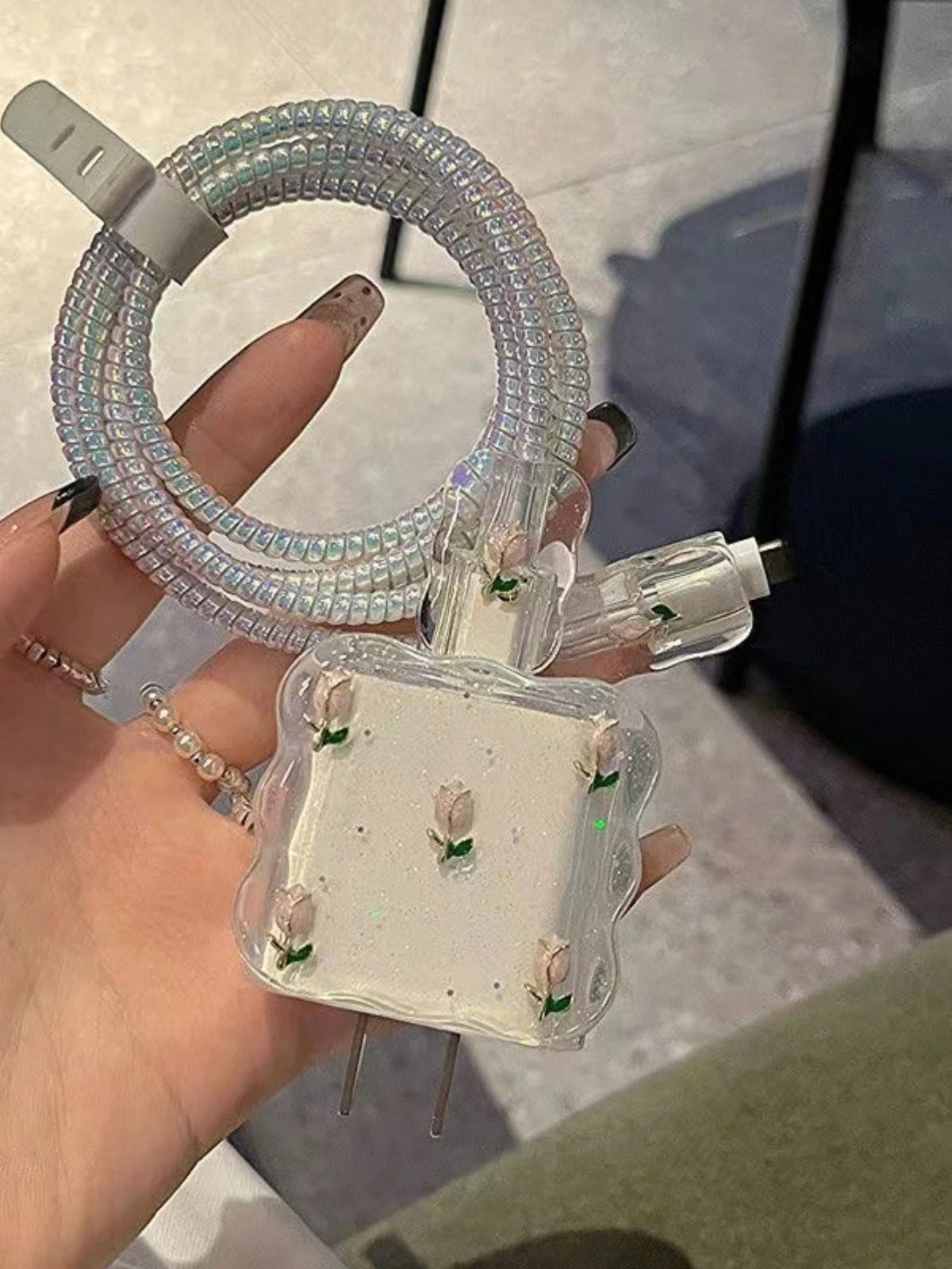 5pcs Flower/Butterfly Design Data Cable Protector Case, 20W Fast Charging Compatible With IPhone 14/13/12/11, Best Gift For Friends