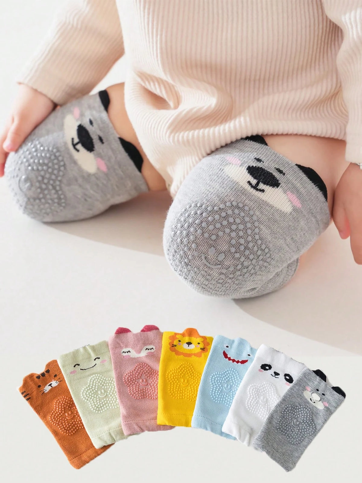 5pcs/Set Assorted Baby Breathable Knee Pads, Mesh Anti-Slip Crawling Toddler Knee Elbow Protector With Cartoon Pattern