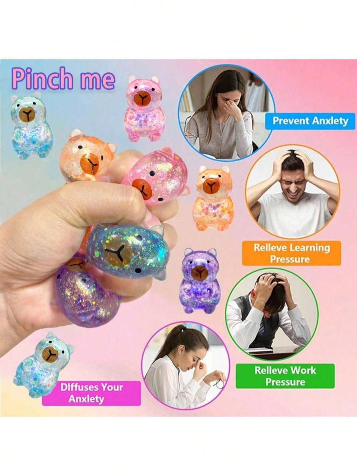 6PCS Cute Stress Reducing Simulated Chicken, Soft Rising Squeeze Toy For Stress Relief & Anxiety, Sticky Fidget Toy For Kids & Adults, Anti-Stress Hand Toy, Taba Squishy, Fun Cute Gift, Festival Gifts