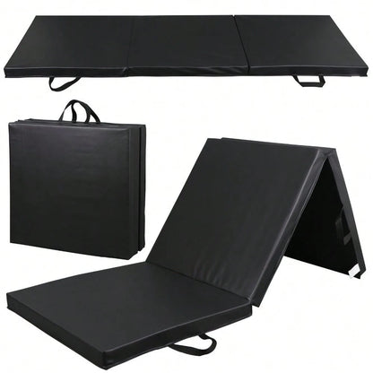 6x2 Folding Gym Mat Exercise Mat 2" Thick Gymnastics Tumbling Mat For Yoga Black