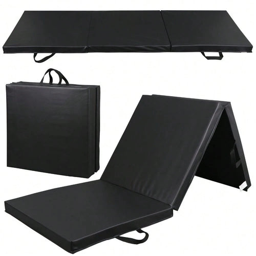 6x2 Folding Gym Mat Exercise Mat 2" Thick Gymnastics Tumbling Mat For Yoga Black