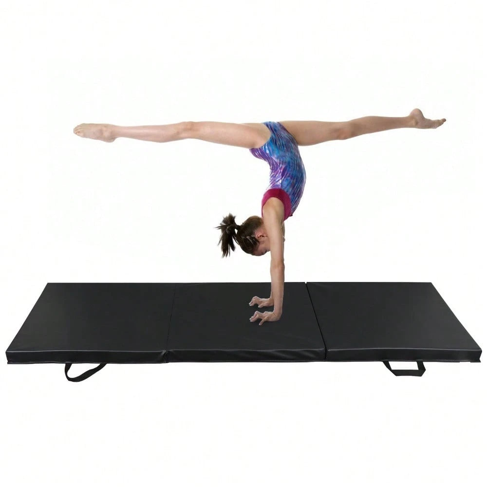 6x2 Folding Gym Mat Exercise Mat 2" Thick Gymnastics Tumbling Mat For Yoga Black