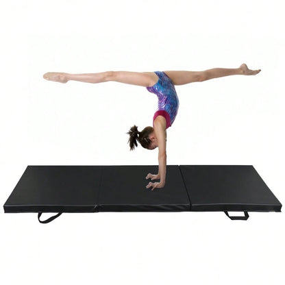 6x2 Folding Gym Mat Exercise Mat 2" Thick Gymnastics Tumbling Mat For Yoga Black