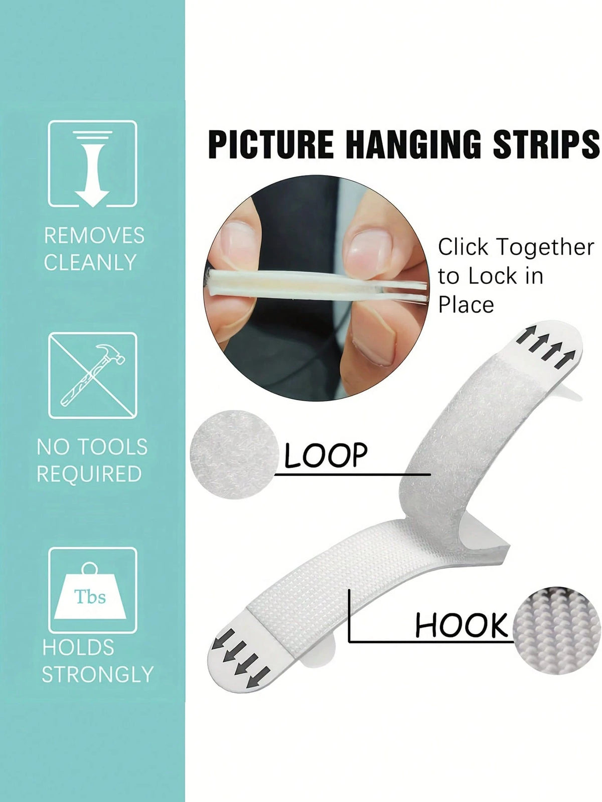 72pcs Heavy Duty Adhesive Strips| No-Drill Damage-Free Hooks, Double-Sided Tape Suitable For Smooth Surfaces, Removable Strong Fixation For Photos, Christmas Decorations And Wall Art, Polyamide Mater