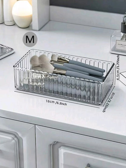 7pcs Set Wavy Transparent Cosmetic Storage Boxes, Stackable Desktop Drawer Organizer, Bedroom Holiday Room Home Decor Storage Boxes, Suitable For Storing And Organizing Cosmetics, Stationery, Tablewar
